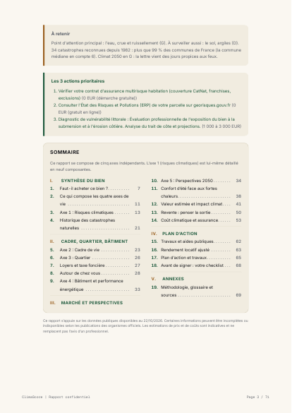 Les actions chiffrées et le sommaire