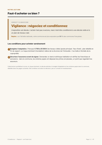 Faut-il acheter ce bien ?, page 6 du rapport témoin