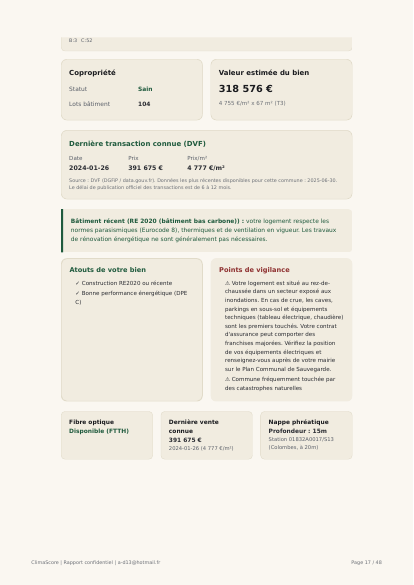 Aper&ccedil;u page 17 du rapport ClimaScore